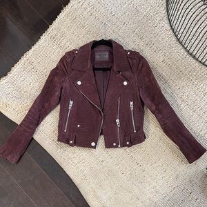 Blank NYC Burgundy Suede Moto Jacket